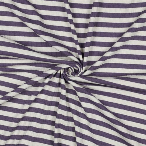 Rippenjersey Gestreift - aubergine
