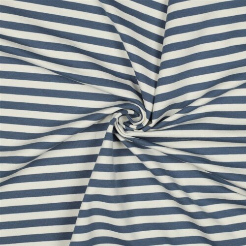 French Terry Streifen - altweiß/indigo