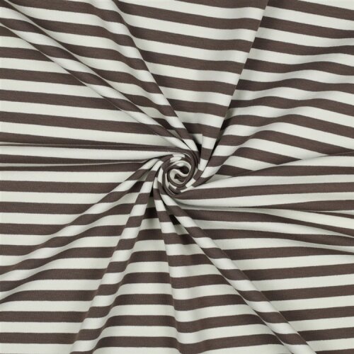 French Terry Streifen - altweiß/kaltbraun