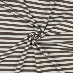 French Terry Streifen - altweiß/kaltbraun