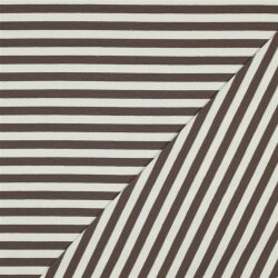 French Terry Streifen - altweiß/kaltbraun