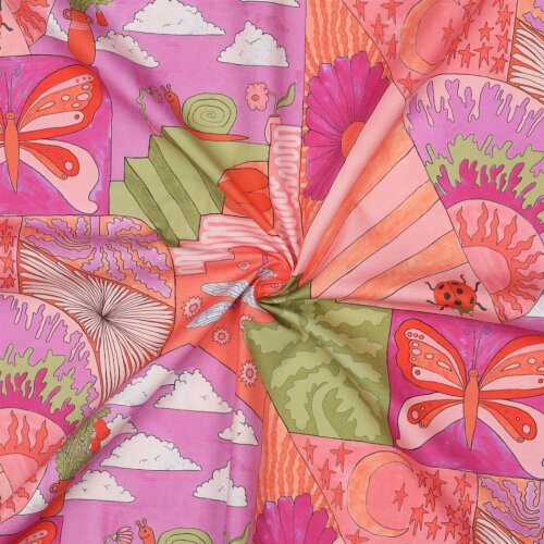 Baumwollpopeline Digital kleine CREATURES | Nerida Hansen - BRIGHT PINK