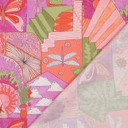 Baumwollpopeline Digital kleine CREATURES | Nerida Hansen - BRIGHT PINK