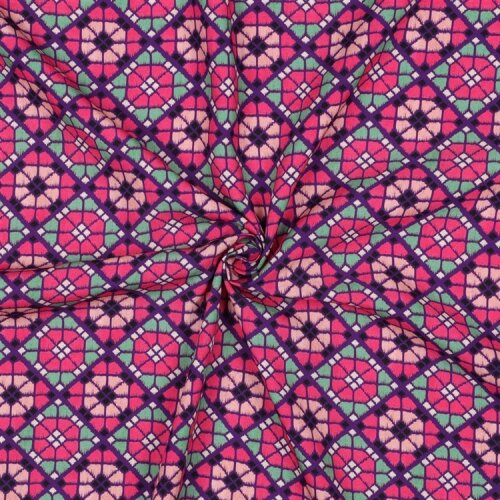 Viskose Lenzing 100% EcoVera™ Digital Kachelmuster - fuchsia