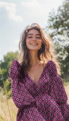 Viskose Lenzing 100% EcoVera™ Digital Kachelmuster - fuchsia