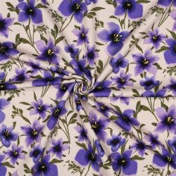 French Terry lila Bume - altweiß