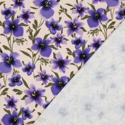 French Terry lila Bume - altweiß