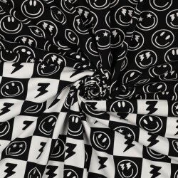 Baumwolljersey Smileys - schwarz