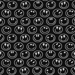 Baumwolljersey Smileys - schwarz