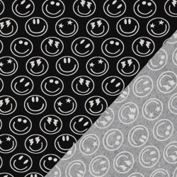Baumwolljersey Smileys - schwarz