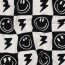 Baumwolljersey Smileys und Blitze - schwarz