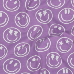 Baumwolljersey Smileys - softlavendel