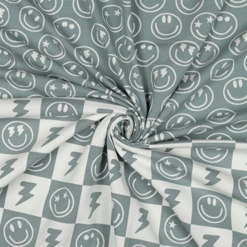 Baumwolljersey Smileys - salbei