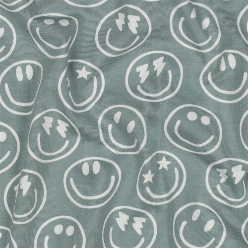 Baumwolljersey Smileys - salbei