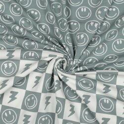 Baumwolljersey Smileys - salbei