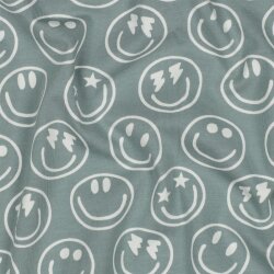 Baumwolljersey Smileys - salbei