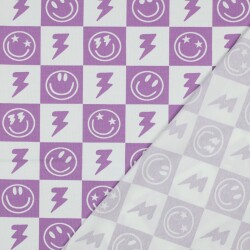 Baumwolljersey Smileys und Anker -softlavendel