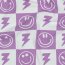 Baumwolljersey Smileys und Blitze - softlavendel