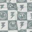 Baumwolljersey Smileys und Blitze - salbei