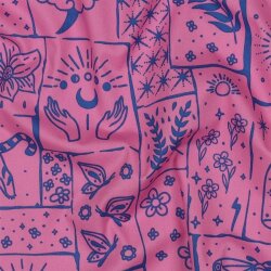 Baumwollpopeline Boho Zeichen - fuchsia