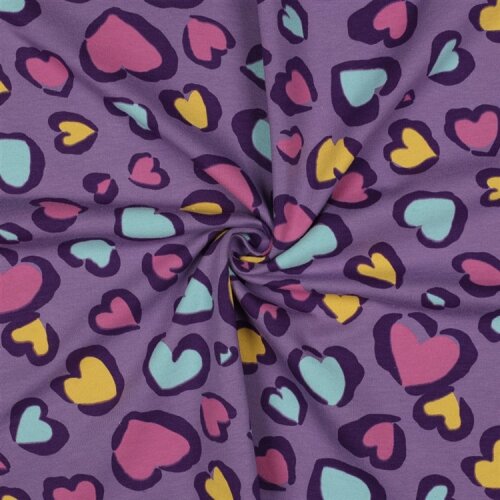 Ganzjahressweat bunte Herzen - softlila