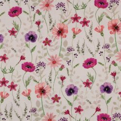 Baumwolljersey Digital zauberhafte Blumen - altweiß