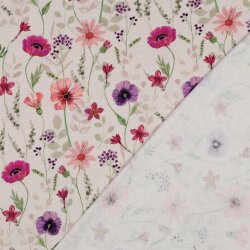 Baumwolljersey Digital zauberhafte Blumen - altweiß