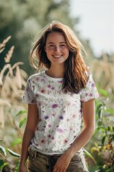 Baumwolljersey Digital zauberhafte Blumen - altweiß