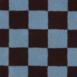 Teddystoff Karo - braunrot/hellblau