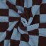 Teddystoff Karo - braunrot/hellblau