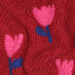 Teddystoff Blumen - dunkelrot