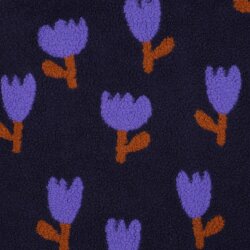 Teddystoff Blumen - dunkelblau