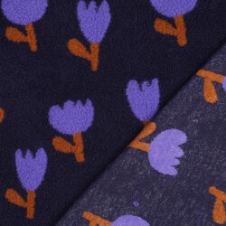 Teddystoff Blumen - dunkelblau