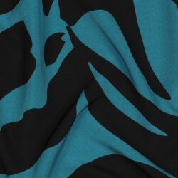 Polyesterjersey Blätter - petrolblau