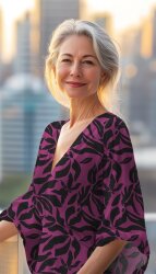 Polyesterjersey Blätter - petrolblau