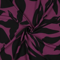 Polyesterjersey Blätter - viola
