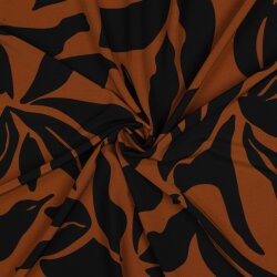 Polyesterjersey Blätter - kamelbraun
