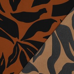 Polyesterjersey Blätter - kamelbraun