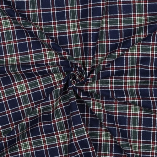 Baumwollflanell Karomuster - dunkelblau