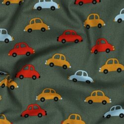 Baumwollpopeline bunte Autos - dunkeloliv