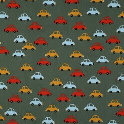 Baumwollpopeline bunte Autos - dunkeloliv