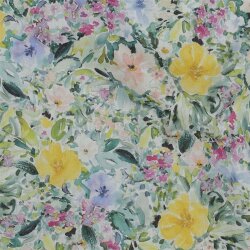 Baumwoll Voile Romantische Blumen - zartgrün