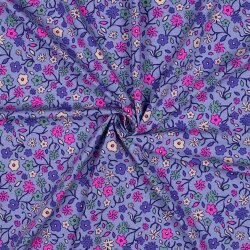 Baumwolljersey Neon Blümchen - helllavendel