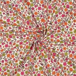 Baumwolljersey Neon Blümchen - weiß