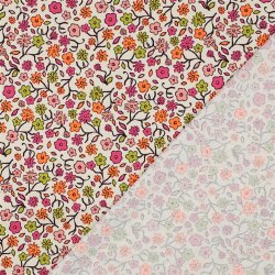 Baumwolljersey Neon Blümchen - weiß