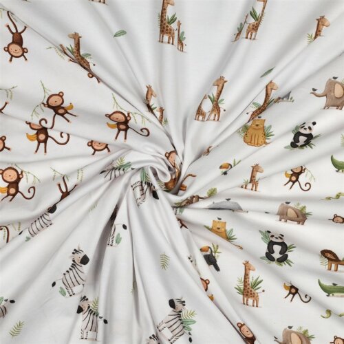 Baumwolljersey Organic Digital Zootiere - weiß