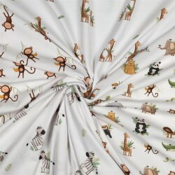 Baumwolljersey Organic Digital Zootiere - weiß