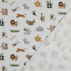 Baumwolljersey Organic Digital Zootiere - weiß