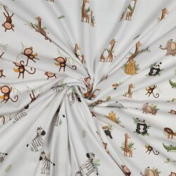 Baumwolljersey Organic Digital Tiere - weiß