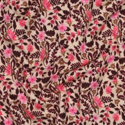French Terry Digital Blumengeflecht - hellbeige/rot